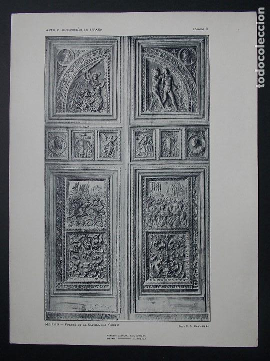 Kunst: Lamina original A&Ntilde;O 1917,N&ordm; 9-MADRID-PUERTA DE LA CAPILLA DEL OBISPO ``Arte y Decoraci&oacute;n de Espa&ntilde;a&acute;&acute;