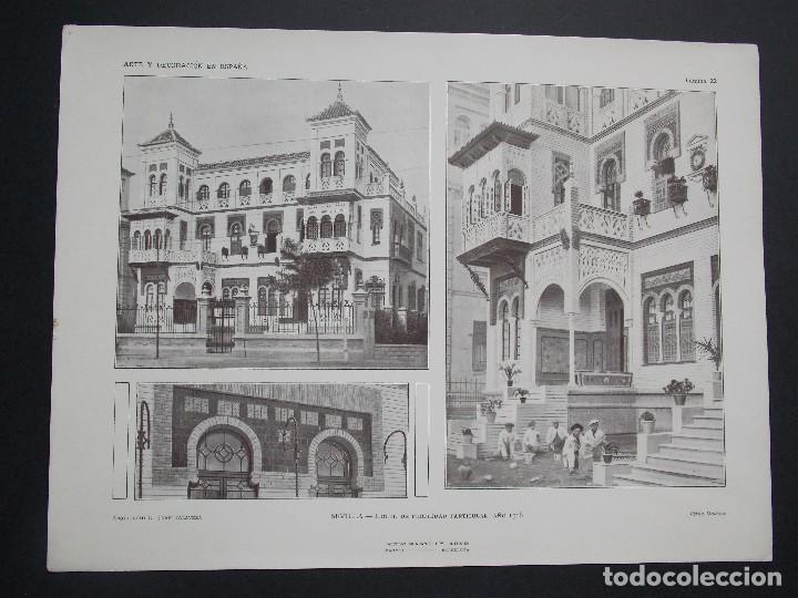 Kunst: Lamina original A&Ntilde;O 1917,N&ordm; 22 - SEVILLA - HOTEL ``Arte y Decoraci&oacute;n de Espa&ntilde;a&acute;&acute;