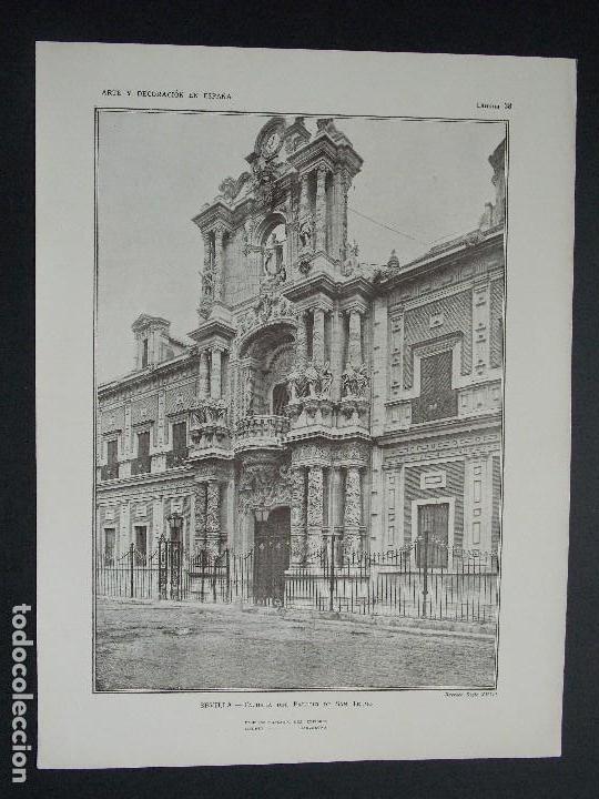 Art: Lote de 2 Laminas originales A&Ntilde;O 1917,SEVILLA-SAN TELMO Y SAN LUIS``Arte y Decoraci&oacute;n de Espa&ntilde;a&acute;&acute;