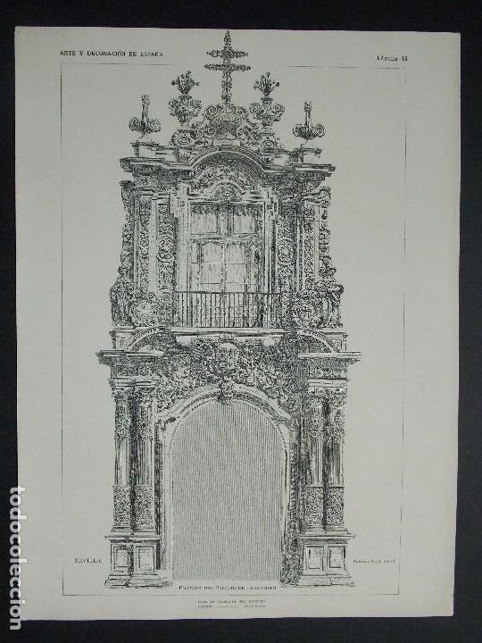 Art: Lamina original A&Ntilde;O 1917, SEVILLA-PORTADA DEL PALACIO DEL ARZOBISPO``Arte y Decoraci&oacute;n de Espa&ntilde;a&acute;&acute;