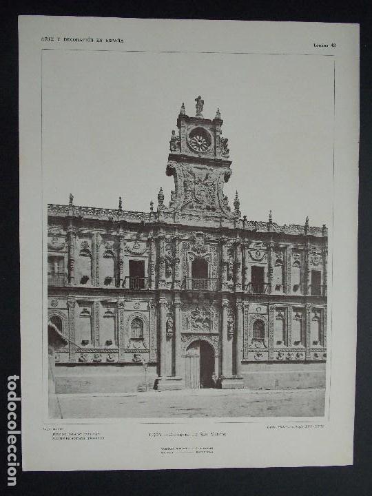 Kunst: LOTE de 3 Lamina original A&Ntilde;O 1917, LE&Oacute;N - CONVENTO DE SAN MARCOS ``Arte y Decoraci&oacute;n de Espa&ntilde;a&acute;&acute;