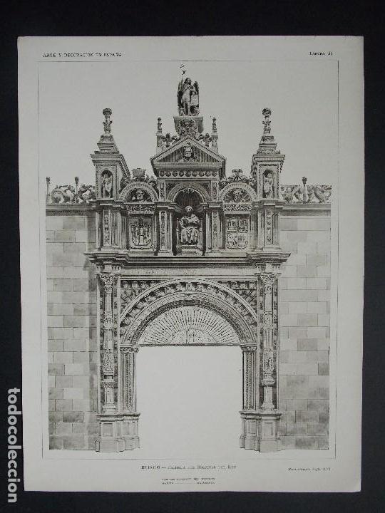 Art: LOTE de 2 Lamina original A&Ntilde;O 1917, BURGOS - HOSPITAL DEL REY ``Arte y Decoraci&oacute;n de Espa&ntilde;a&acute;&acute;