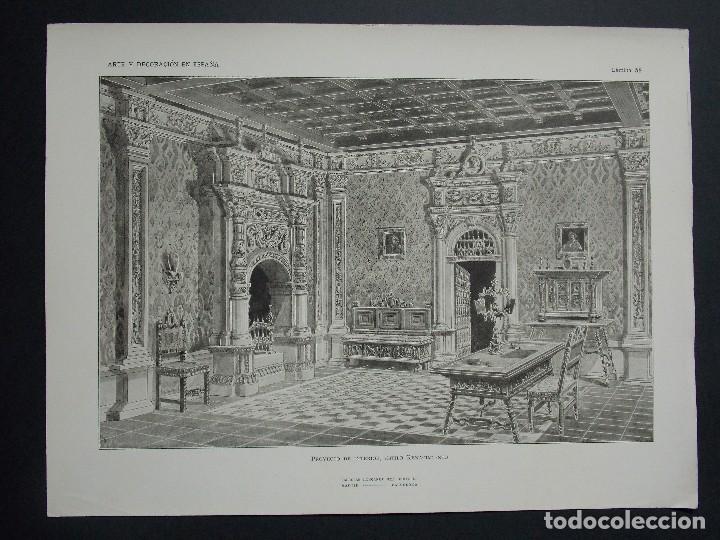 Kunst: Lamina original A&Ntilde;O 1917, PROYECTO DE INTERIOR, ESTILO RENACIMIENTO ``Arte y Decoraci&oacute;n de Espa&ntilde;a&acute;&acute;