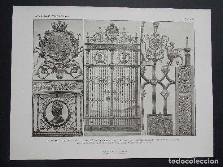 Kunst: Lamina original A&Ntilde;O 1917, GRANADA - VERJA DE HIERRO FORJADO ``Arte y Decoraci&oacute;n de Espa&ntilde;a&acute;&acute;