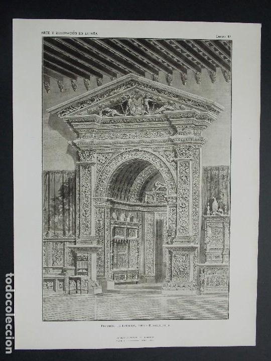 Art: Lamina original A&Ntilde;O 1917, PROYECTO DE INTERIOR, ESTILO RENACIMIENTO. ``Arte y Decoraci&oacute;n de Espa&ntilde;a&acute;&acute;
