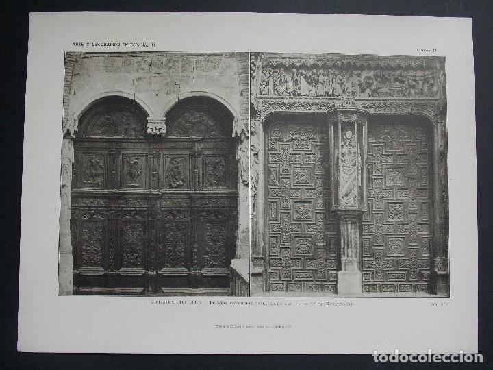Kunst: 2 Lamina original A&Ntilde;O 1918, CATEDRAL DE LE&Oacute;N ``Arte y Decoraci&oacute;n de Espa&ntilde;a&acute;&acute; TOMO II