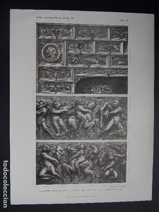 Kunst: Lamina original A&Ntilde;O 1918, MUSEO DE CLUNY - TALLAS DE BARGUE&Ntilde;O``Arte y Decoraci&oacute;n de Espa&ntilde;a&acute;&acute; TOMO II