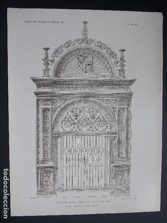 Kunst: Lamina original A&Ntilde;O 1918, PUERTA DE LA CATEDRAL DE SIGUENZA ``Arte y Decoraci&oacute;n de Espa&ntilde;a&acute;&acute; TOMO II