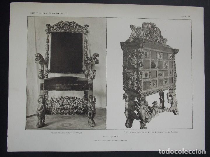 Arte: Lamina original A&Ntilde;O 1918, MUEBLES BARROCOS ``Arte y Decoraci&oacute;n de Espa&ntilde;a&acute;&acute;
