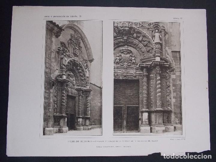 Art: Lamina original A&Ntilde;O 1918, OALAMA DE MALLORCA - IGLESIA DE MONTESION``Arte y Decoraci&oacute;n de Espa&ntilde;a&acute;&acute;