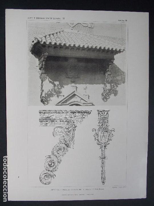 Art: Lamina original A&Ntilde;O 1918, SEVILLA - IGLESIA DE SAN PEDRO ``Arte y Decoraci&oacute;n de Espa&ntilde;a&acute;&acute;