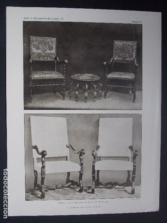 Arte: Lamina original A&Ntilde;O 1918, MUEBLES DE ESTILO BARROCO ``Arte y Decoraci&oacute;n de Espa&ntilde;a&acute;&acute;