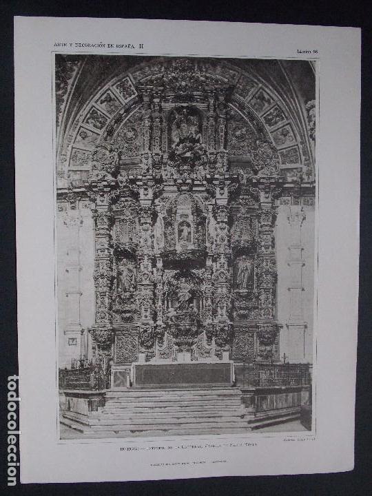 Art: Lamina original A&Ntilde;O 1918, CATEDRAL DE BURGOS ``Arte y Decoraci&oacute;n de Espa&ntilde;a&acute;&acute;
