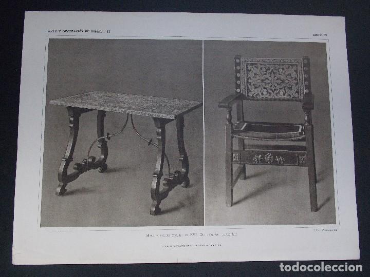 Art: Lamina original A&Ntilde;O 1918, MUEBLES RENACENTISTAS ``Arte y Decoraci&oacute;n de Espa&ntilde;a&acute;&acute;
