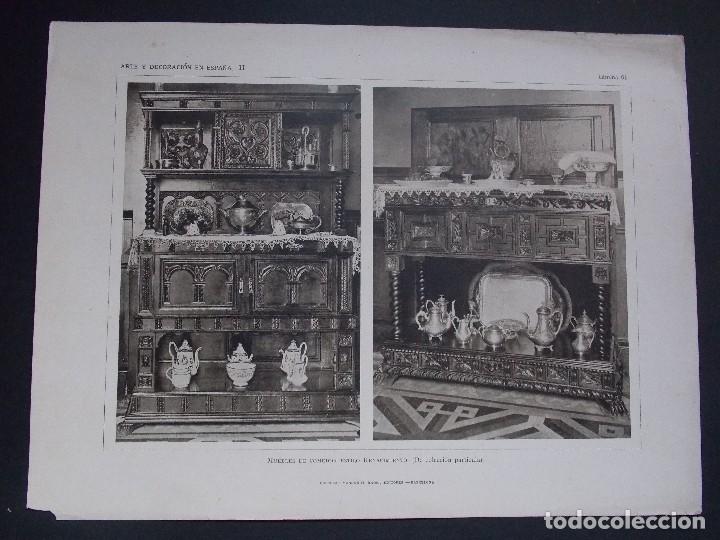 Art: Lamina original A&Ntilde;O 1918, MUEBLES RENACENTISTAS-2 ``Arte y Decoraci&oacute;n de Espa&ntilde;a&acute;&acute;