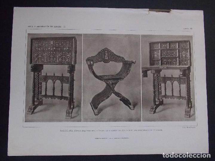 Art: Lamina original A&Ntilde;O 1918, BARCELONA-MUSEO ARQUEOLOGICO ``Arte y Decoraci&oacute;n de Espa&ntilde;a&acute;&acute;