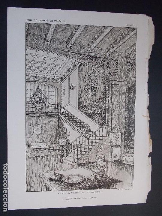 Kunst: Lamina original A&Ntilde;O 1918, PROYECTO DE INTERIOR RENACENTISTA ``Arte y Decoraci&oacute;n de Espa&ntilde;a&acute;&acute;
