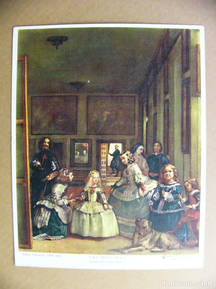 Art: Antigua lamina reproduccion carton entelado Las Meninas Velazquez Serie SSG 215 Bargallo Barcelona