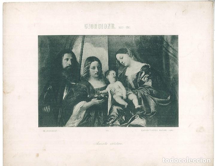 Art: L&aacute;mina n&uacute;mero 236 Hauser y Menet a&ntilde;o 1894 cuadro Asunto m&iacute;stico Giorgione