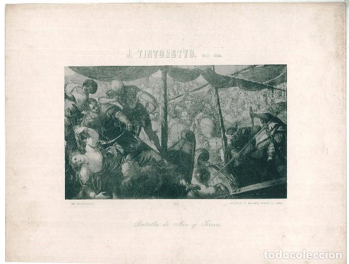 Kunst: L&aacute;mina n&uacute;mero 410 Hauser y Menet a&ntilde;o 1894 cuadro Batalla de Mar y Tierra Pintor Tintoretto