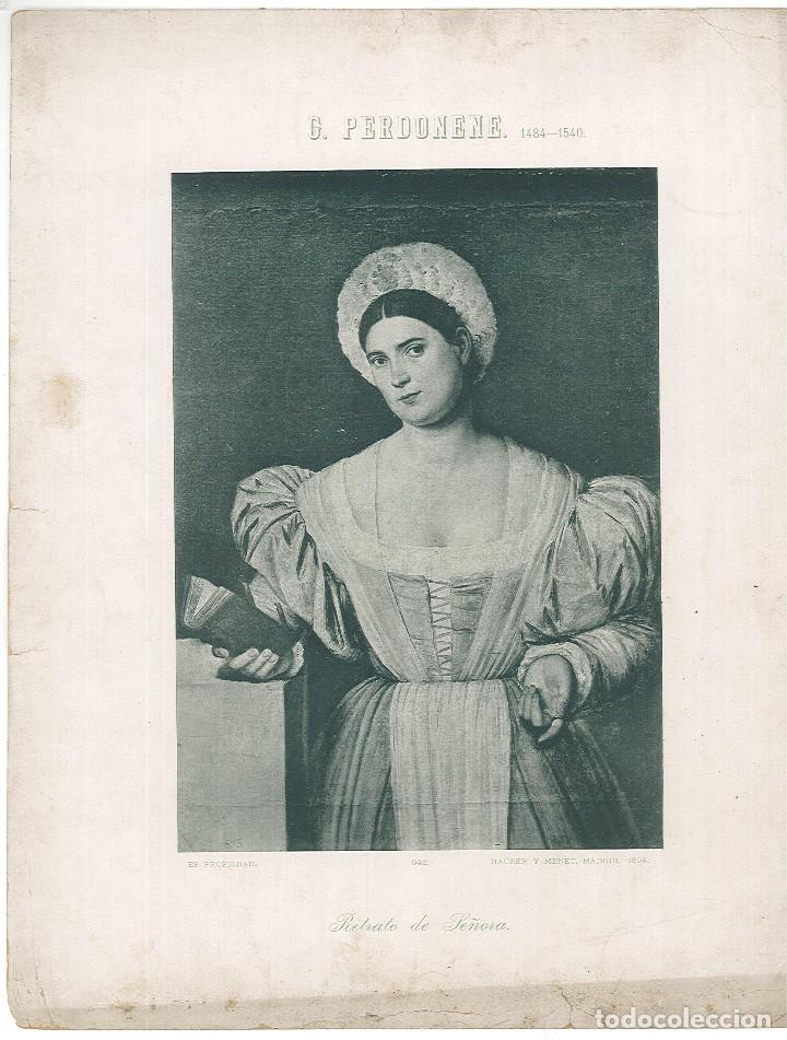 Kunst: L&aacute;mina n&uacute;mero 342 Hauser y Menet a&ntilde;o 1894 cuadro Retrato de Se&ntilde;ora Pintor G. Perdonene
