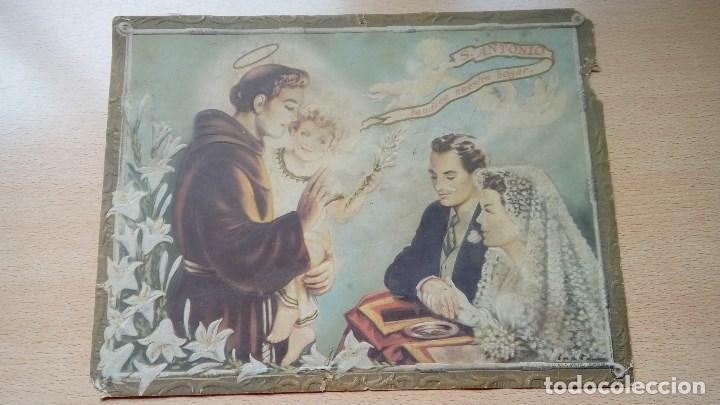 Art: CARTEL O LAMINA ANTIGUA SAN ANTONIO BENDICE NUESTRO HOGAR 32 CMS. DE LARGO X 25 DE ALTO
