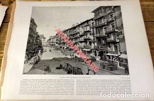Art: LAMINA FOTOGRAFICA DE ZARAGOZA, PLAZA DEL MERCADO. FOT. LEVY PARIS. A&Ntilde;O 1896