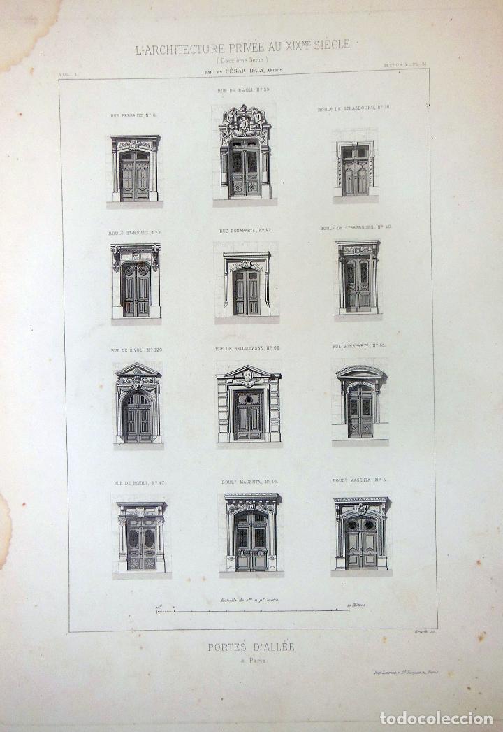 Art: PORTES D'ALL&Eacute;E &agrave; Paris. L'ARCHITECTURE PRIV&Eacute;E AU XIXme SI&Egrave;CLE. 1877