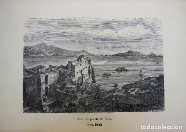 Art: BOCA DEL PUERTO DE IBIZA 1800. F A BROCKHAUS (firma dibujo)