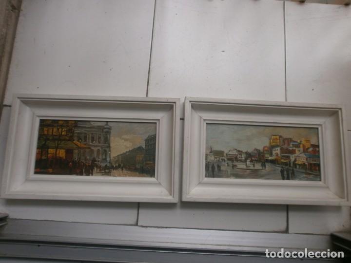 Art: Pareja de cuadros l&aacute;minas Par&iacute;s impresas sobre tablex marco blanco medida 26,5 X 22,5 cm.