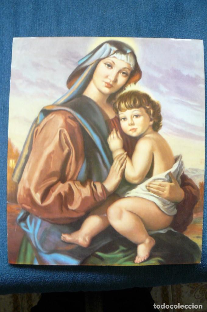 Arte: ANTIGUA L&Aacute;MINA - DE CARACTER RELIGIOSO - LA VIRGEN CON EL NI&Ntilde;O