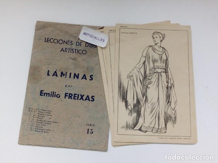 Art: 10 LAMINAS ANTIGUAS DIBUJO EMILIO FREIXAS-LECCIONES DE DIBUJO ART&Iacute;STICO-SERIE 15.