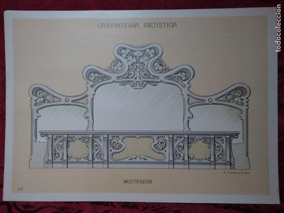 Art: LAMINA CARPINTERIA ARTISTICA MOSTRADOR EPOCA MODERNISTA 1905 R.CALONJA E HIJO