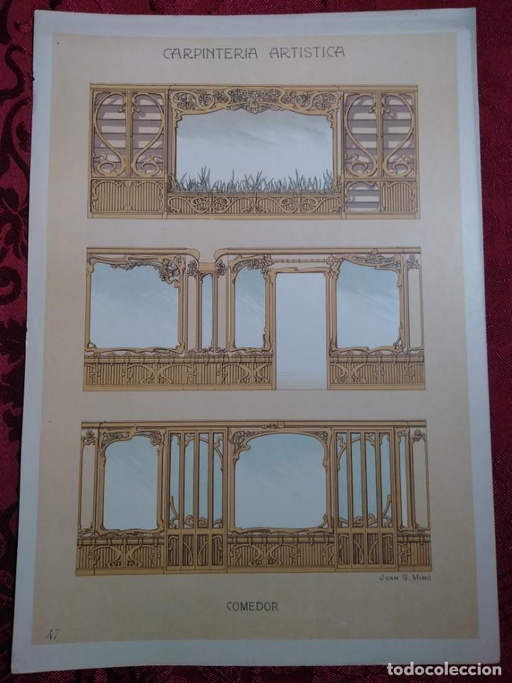 Art: LAMINA CARPINTERIA ARTISTICA COMEDOR EPOCA MODERNISTA 1905 JUAN G. MIMO