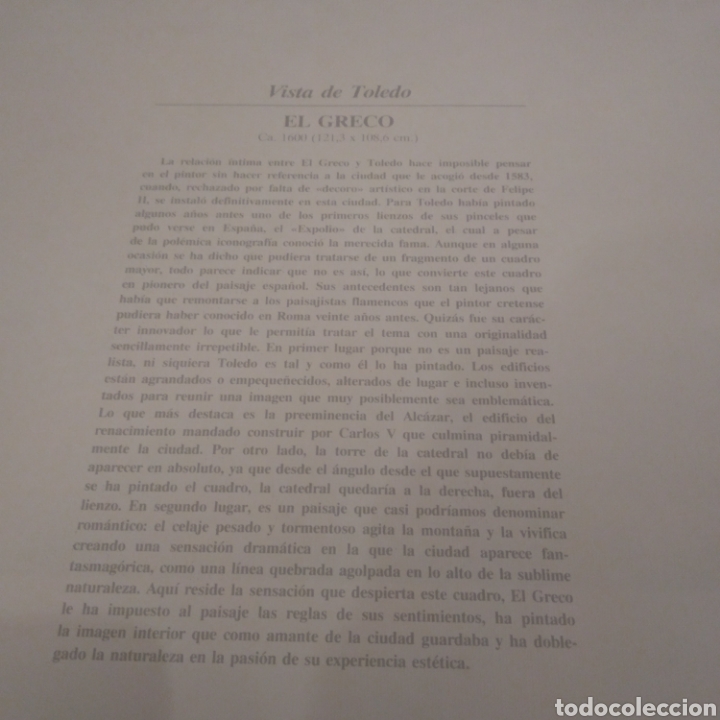 Arte: LAMINA VISTA DE TOLEDO DE EL GRECO - Foto 2