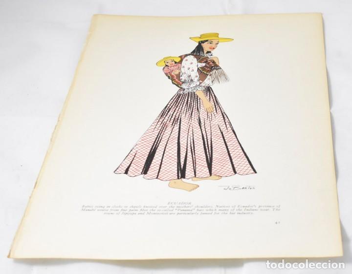 Kunst: Mujer con traje t&iacute;pico de Ecuador. Medidas 38x27,5 cm., Gramaje medio