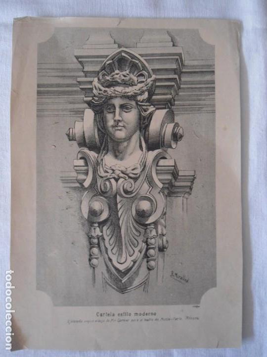 Arte: LOTE 4 ANTIGUAS LAMINAS DE DECORACION DE EDIFICIOS - Foto 4