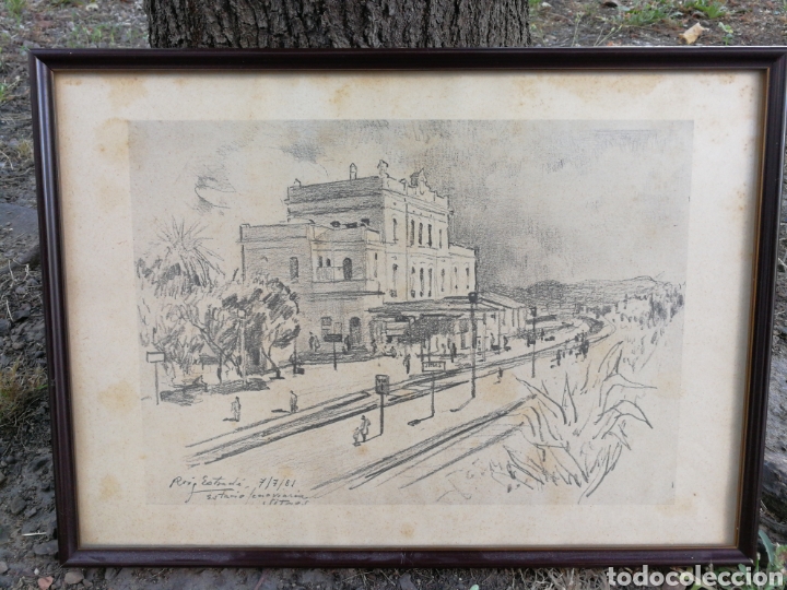 Art: L&Aacute;MINA PAU ROIG ESTRAD&Eacute;- ESTACI&Oacute; FERROVI&Agrave;RIA SITGES , 1981. ENMARCADA, 42x30CM.