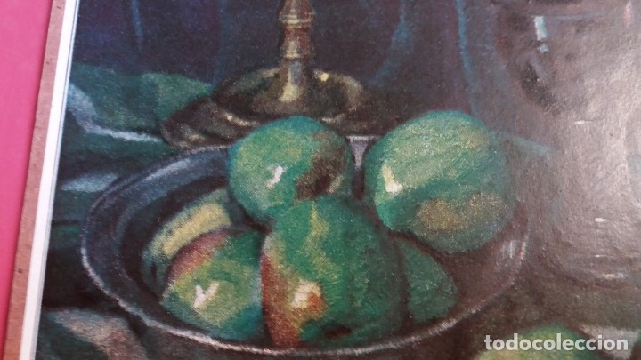Arte: Recorte antiguo sobre cartone a modo Postal. Bodeg&oacute;n - Foto 3