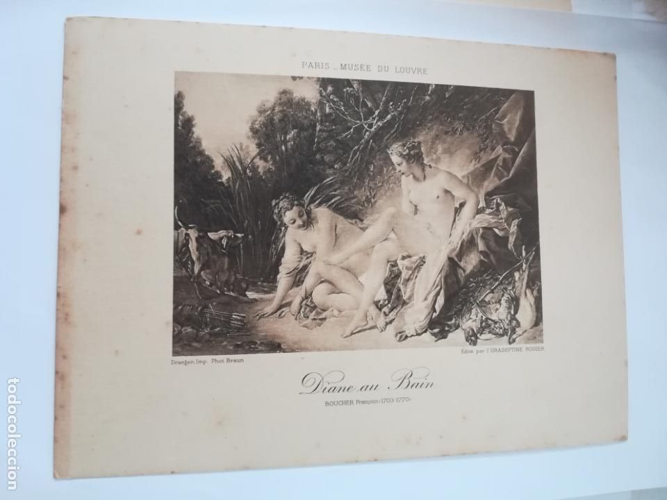 Arte: LAMINA SERIGRAFIA. 23 X 17CM. A&Ntilde;OS 20. MUSEE DU LOUVRE. DIANE AU BRAIN. BOUCHER