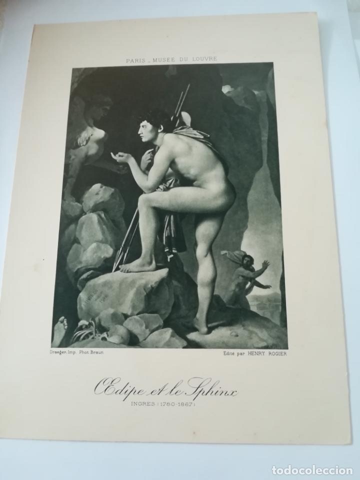 Arte: LAMINA SERIGRAFIA. 23 X 17CM. A&Ntilde;OS 20. MUSEE DU LOUVRE. OEDIPE ET LE SPHINX
