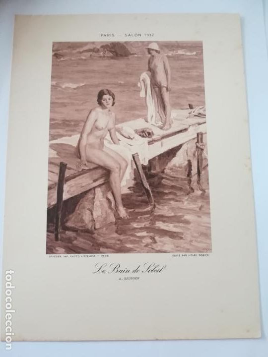 Arte: LAMINA SERIGRAFIA. 23 X 17CM. A&Ntilde;OS 20. PARIS. SALON 1932. LE BAIN DE SOLEIL