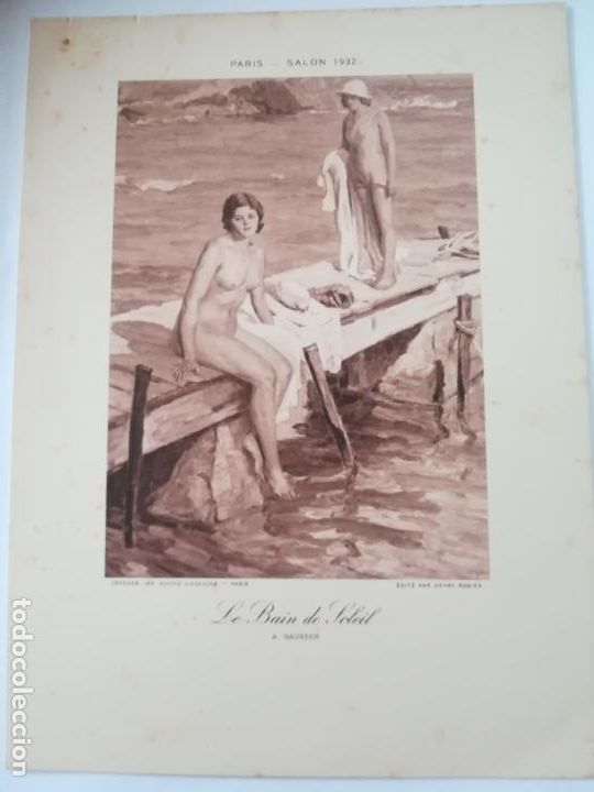 Arte: LAMINA SERIGRAFIA. 23 X 17CM. A&Ntilde;OS 20. PARIS. SALON 1932. LE BAIN DE SOLEIL