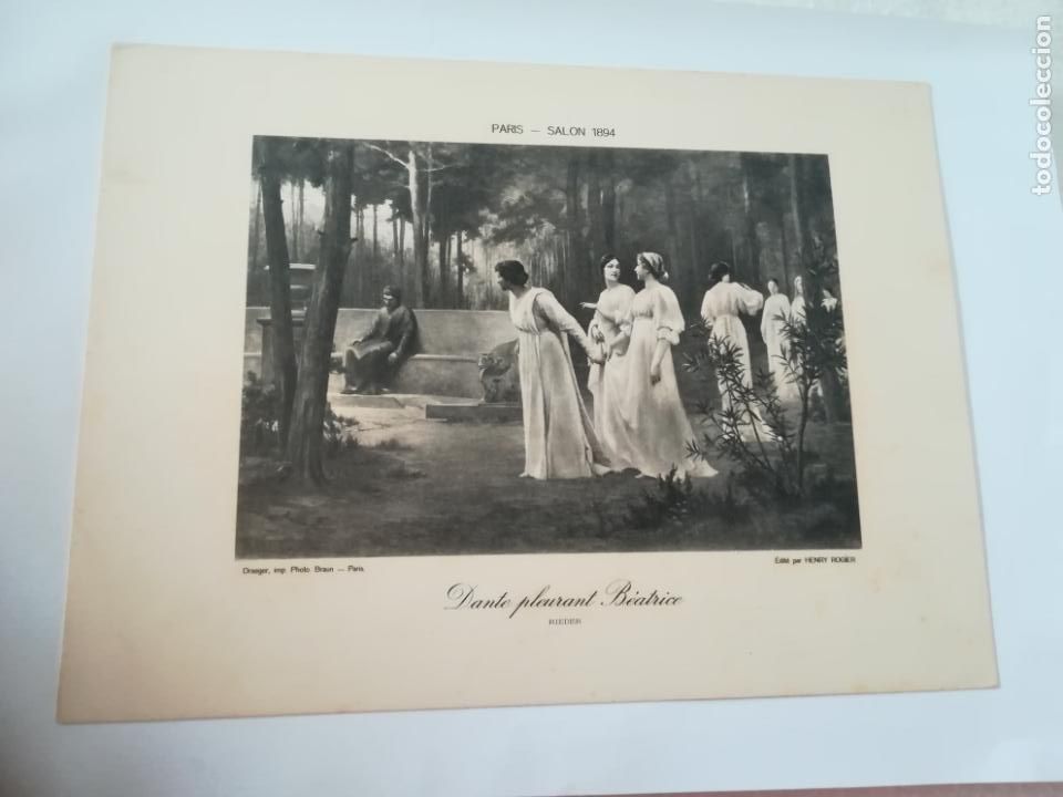 Arte: LAMINA SERIGRAFIA. 23 X 17CM. A&Ntilde;OS 20. PARIS. SALON 1894. DANTE PLEURANT BEATRICE