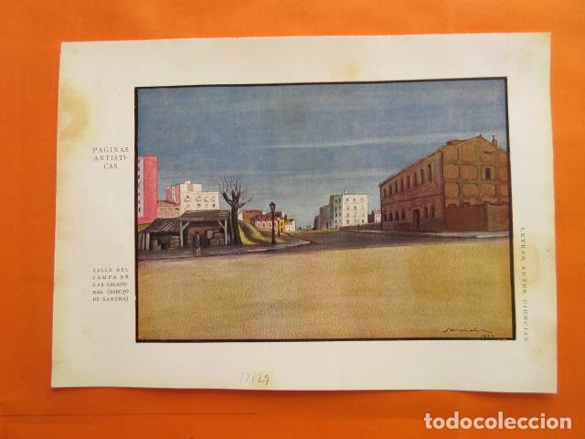 Art: LAMINA 1929 - CALLE DEL CAMPO DE LAS CALAVERAS DIBUJO DE SANCHA &iquest; MADRID ?