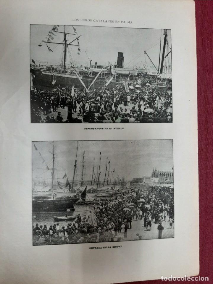 Arte: LAMINA DE  LA ILUSTRACION IBERICA FI XIX... COROS CATALANES EN PALMA.DEEMBARQUE  Y ENTRADA EN CIUDAD