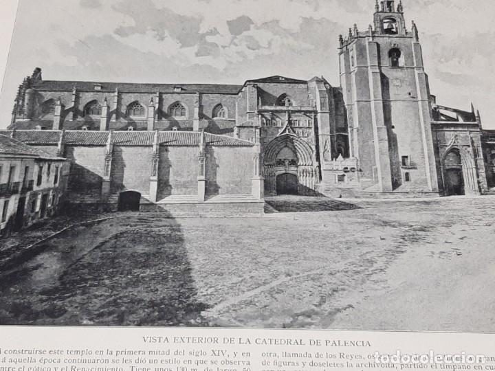 Arte: LAMINA ILUSTRACION IBERICA... VISTA EXTERIOR CATEDRAL DE PALENCIA