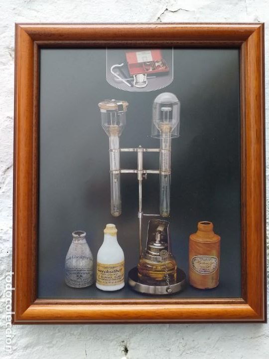 Arte: Instrumental m&eacute;dico antiguo lamina enmarcada 37x31 cm