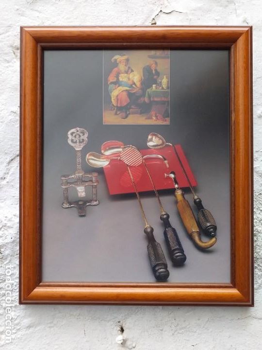 Arte: Instrumental m&eacute;dico antiguo lamina enmarcada 37x31 cm