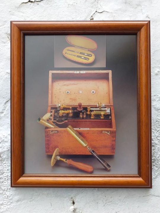 Arte: Instrumental m&eacute;dico antiguo lamina enmarcada 37x31 cm
